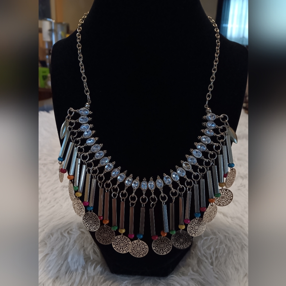 Chic Silver and Multicolor Necklace